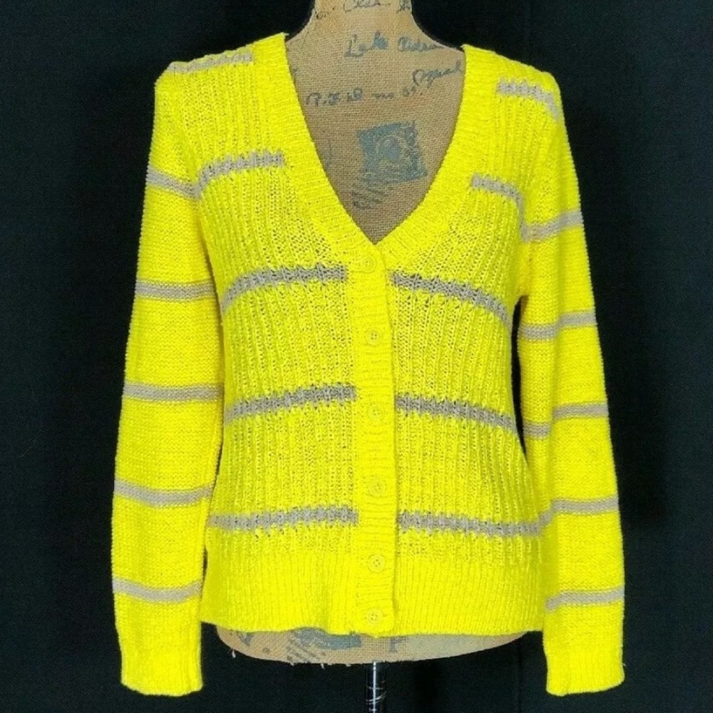 Ann Taylor Loft Cardigan Sweater M Bright Yellow